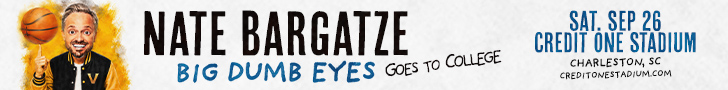Nate Bargatze: Big Dumb Eyes Goes to College — Sat Sep 26, Credit One Stadium, Charleston SC
